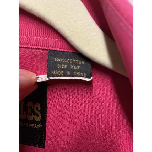 VTG Drysdales Pearl Snap Long Sleeve Shirt Men's Cowboy Ranch XL T Pink Heavy - Picture 8 of 10